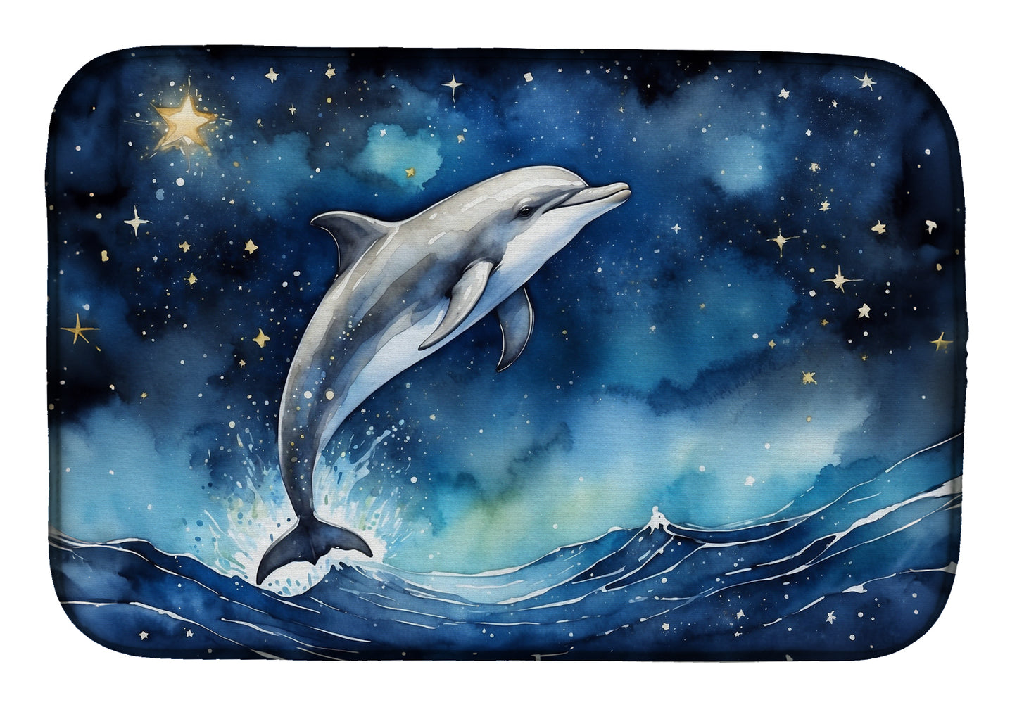 Buy this Dolphin in a Starry Sea Dish Drying Mat