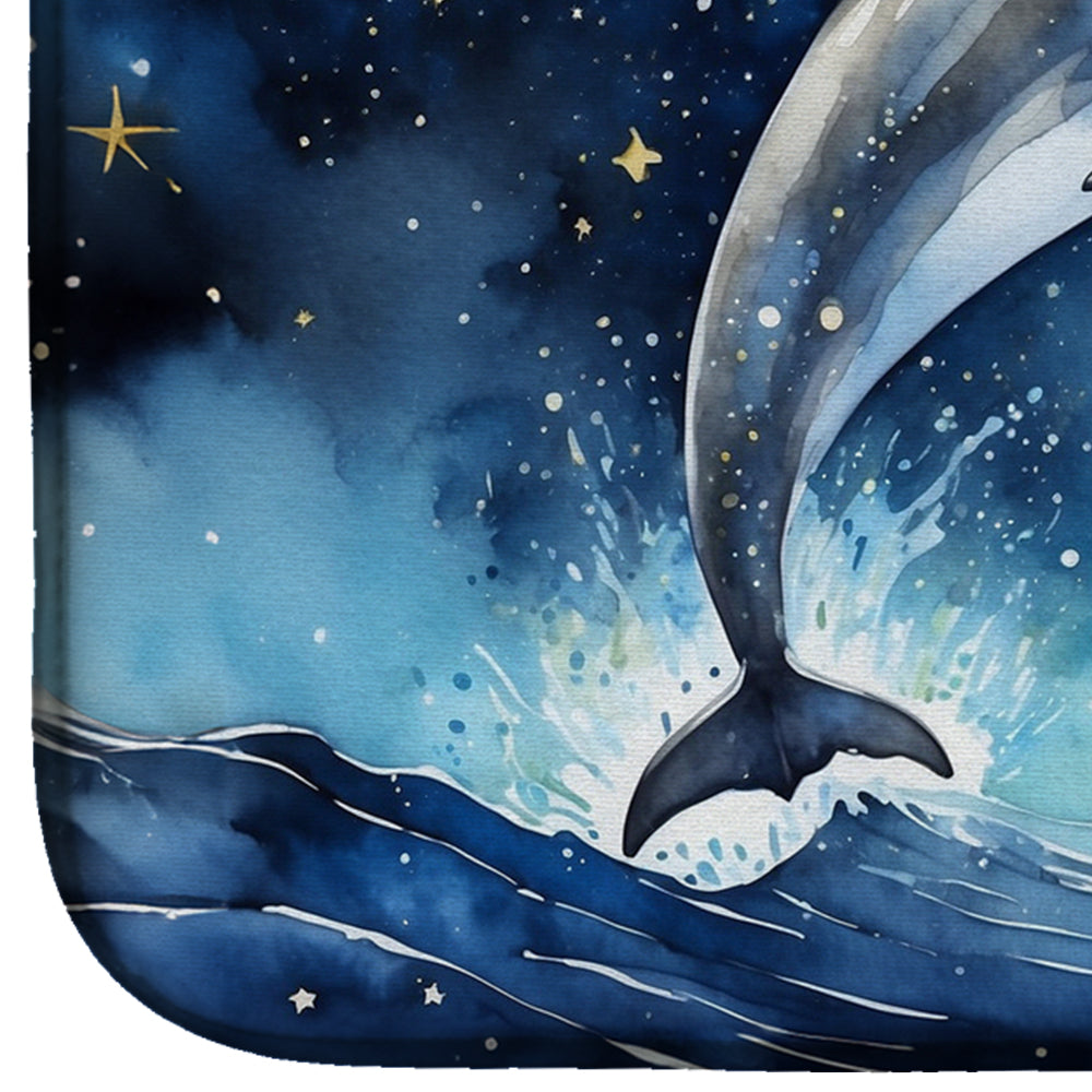 Dolphin in a Starry Sea Dish Drying Mat