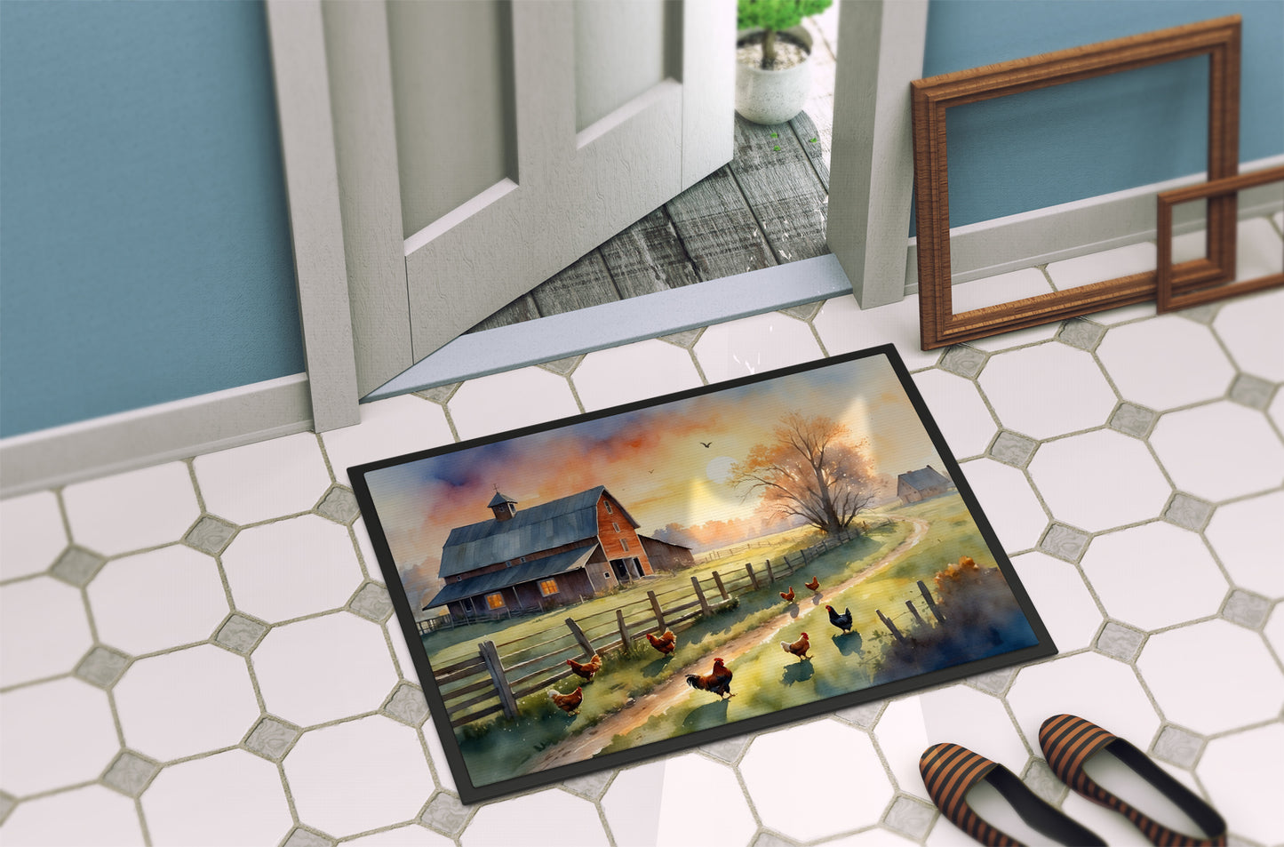 Chicken Farmyard Sunrise Doormat