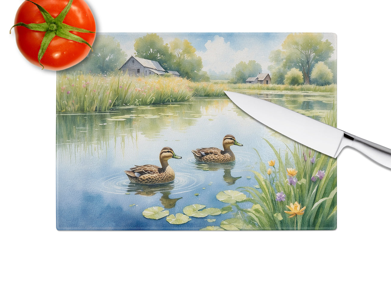 Mother Duck Glass Cutting Board