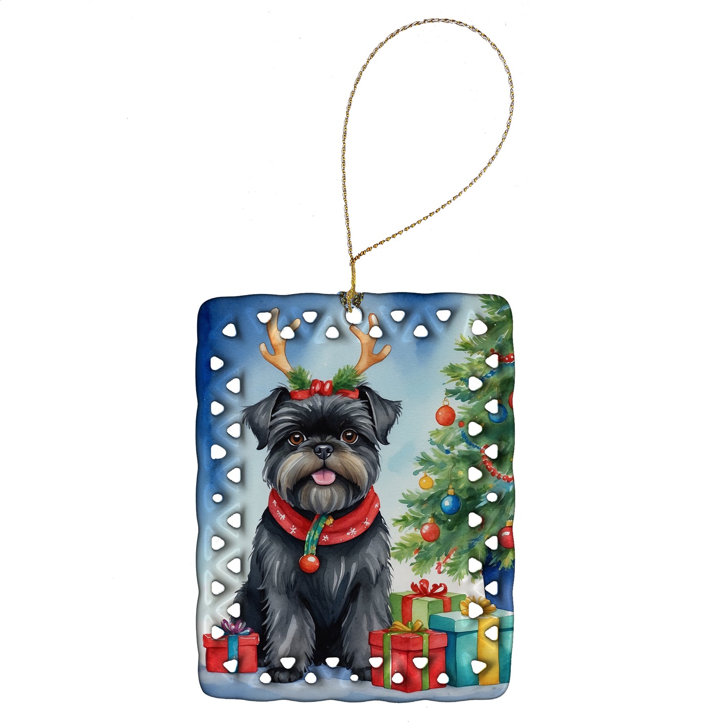 Buy this Affenpinscher Christmas Reindeer Porcelain Ornament