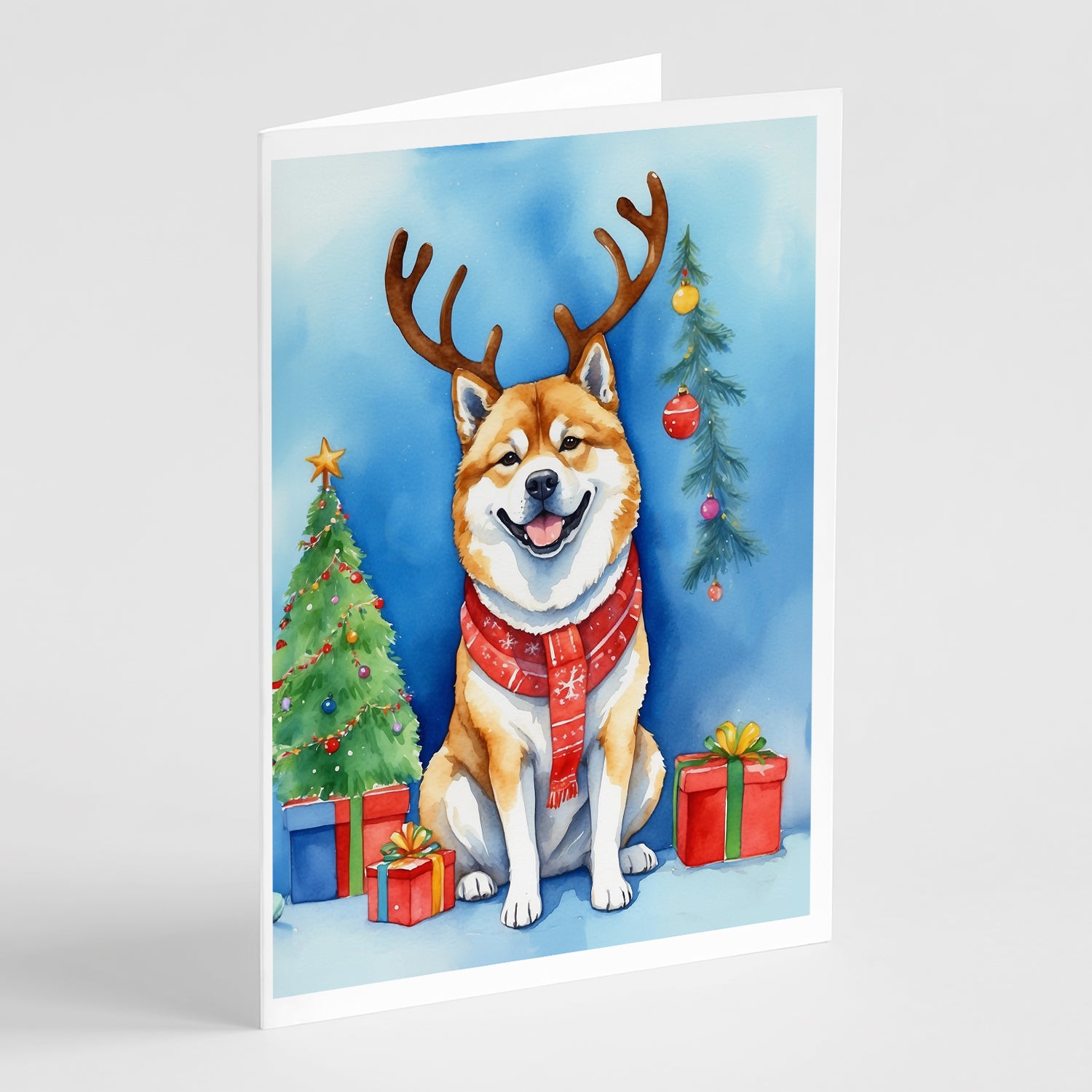 Buy this Akita Christmas Reindeer Greeting Cards Pack of 8