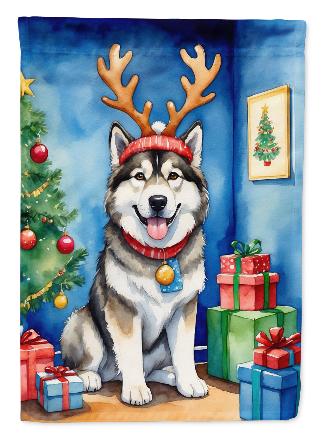 Buy this Alaskan Malamute Christmas Reindeer Garden Flag