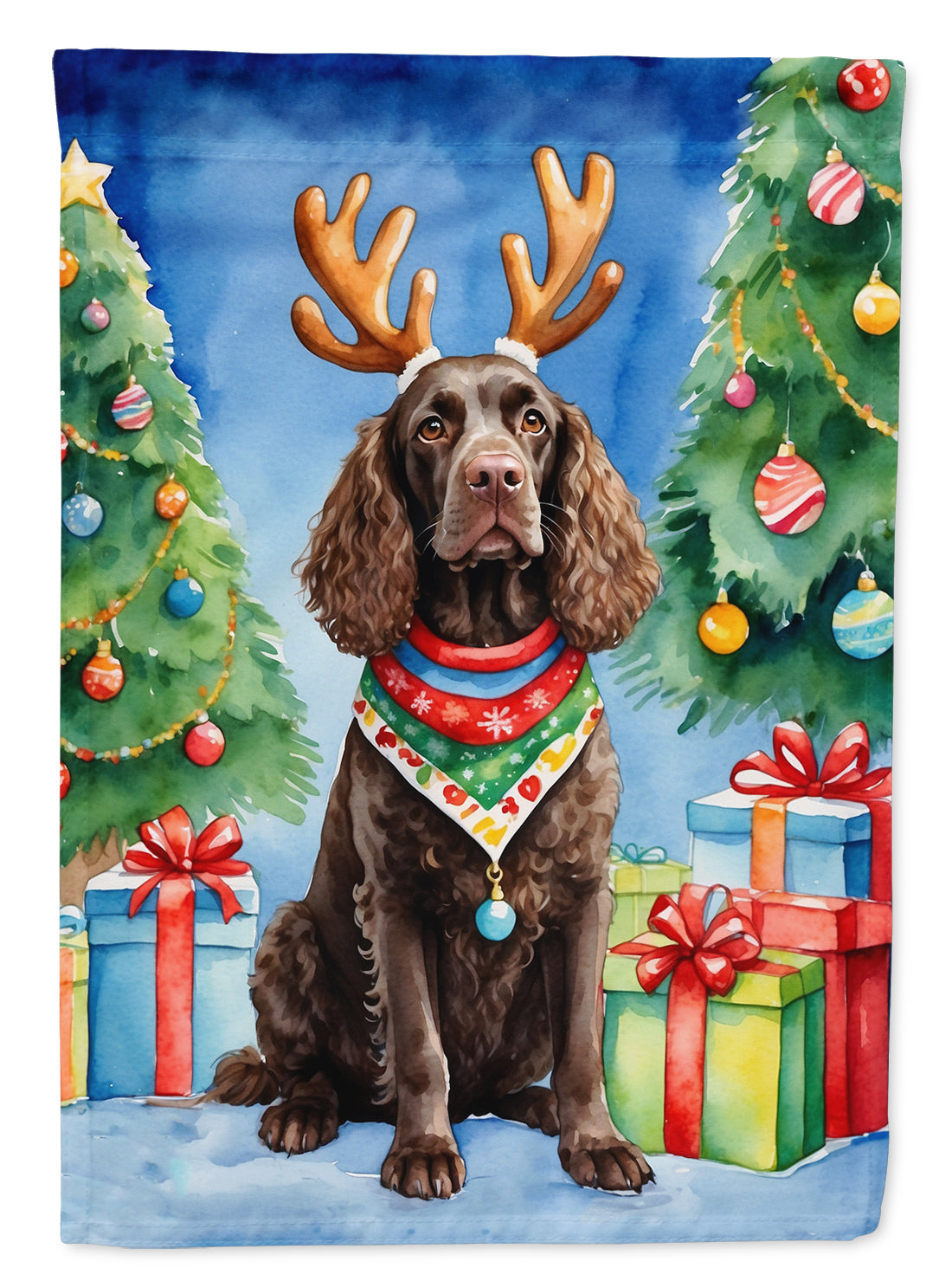 Buy this American Water Spaniel Christmas Reindeer Garden Flag