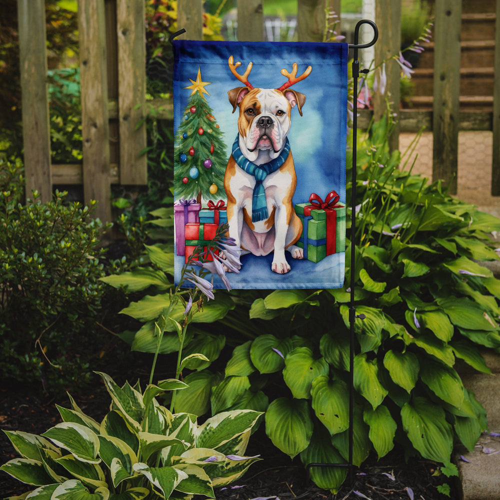 American Bulldog Christmas Reindeer Garden Flag