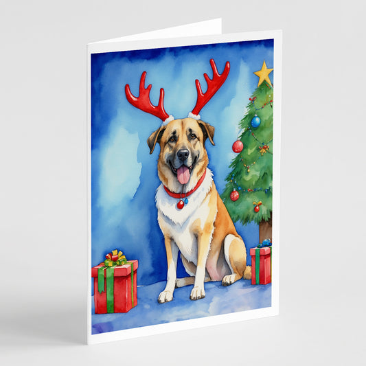 Buy this Anatolian Shepherd Dog Christmas Reindeer Greeting Cards Pack of 8