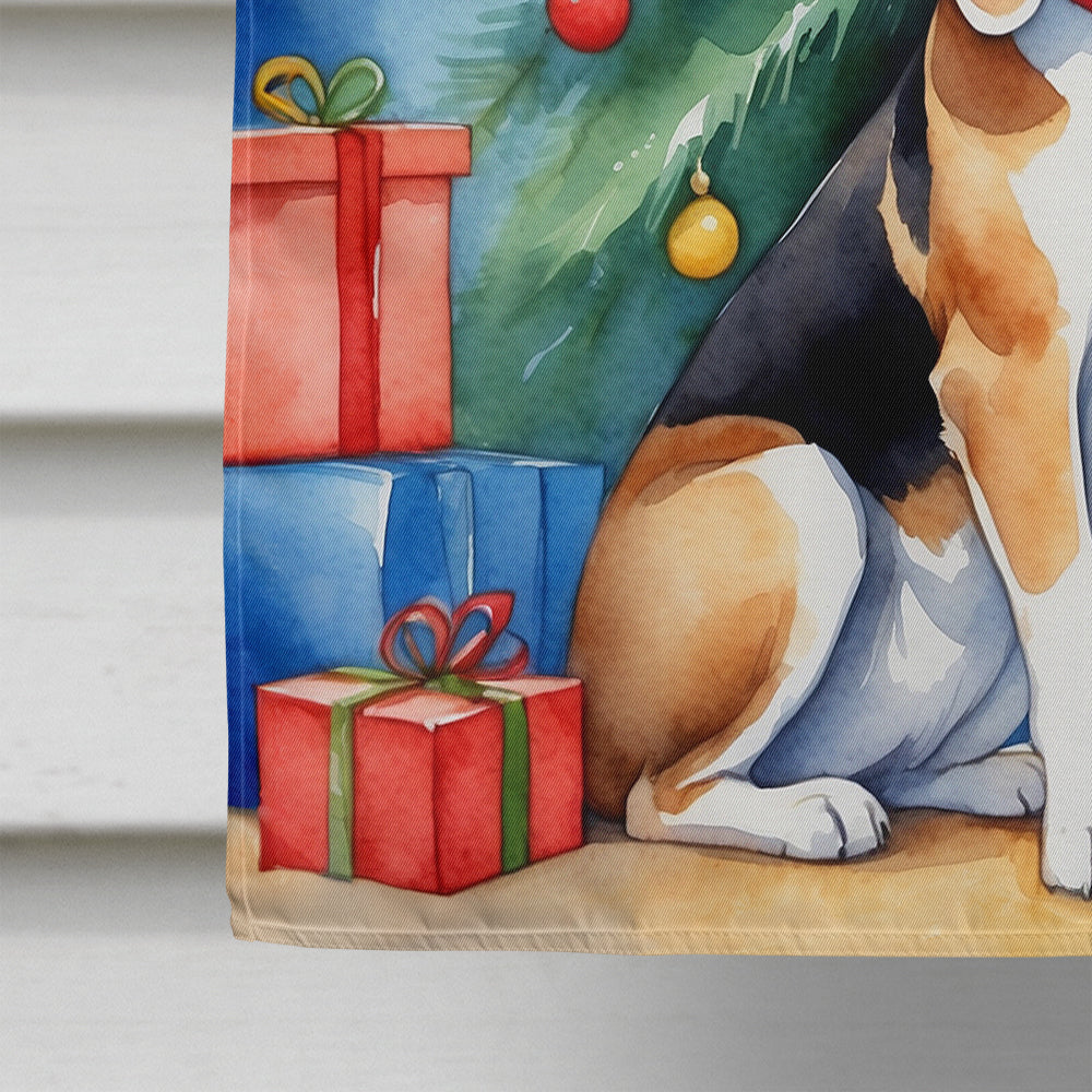 Beagle Christmas Reindeer House Flag