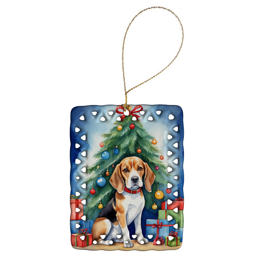 Buy this Beagle Christmas Reindeer Porcelain Ornament