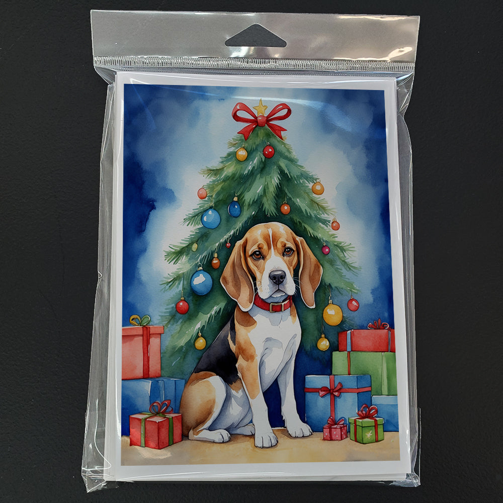 Beagle Christmas Reindeer Greeting Cards Pack of 8