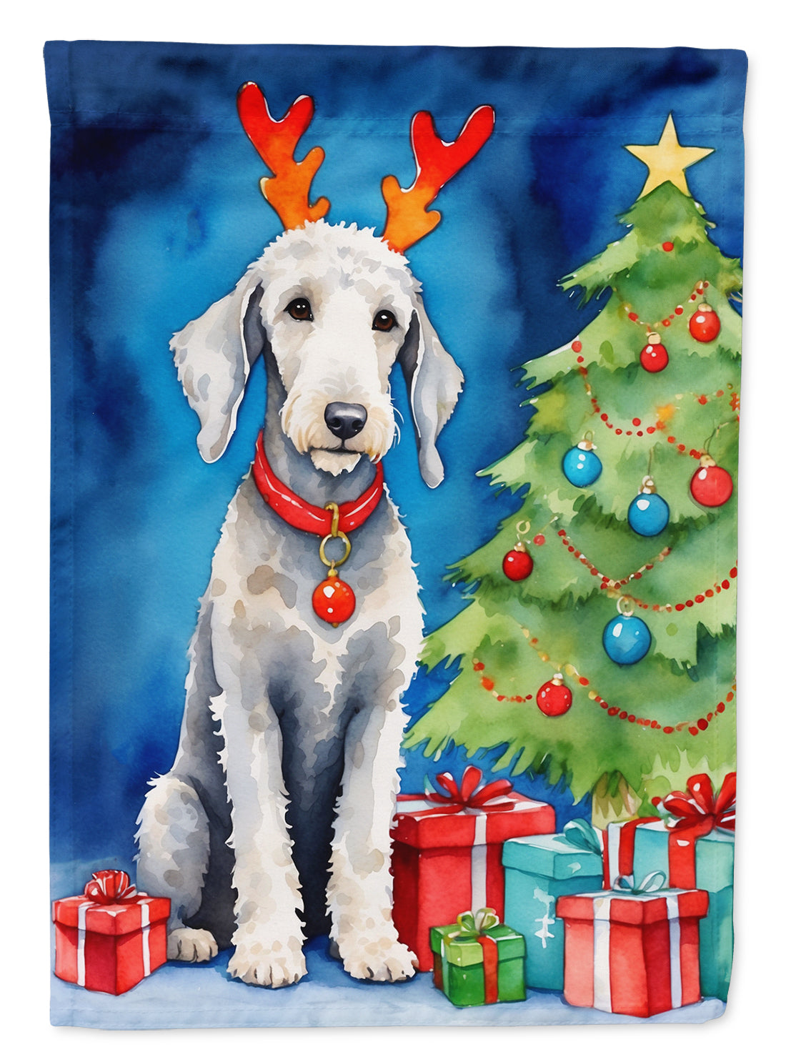 Buy this Bedlington Terrier Christmas Reindeer House Flag