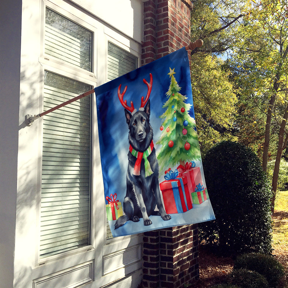 Belgian Sheepdog Christmas Reindeer House Flag