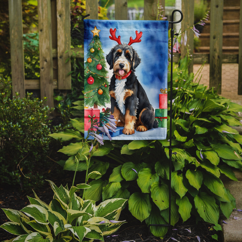Bernedoodle Christmas Reindeer Garden Flag