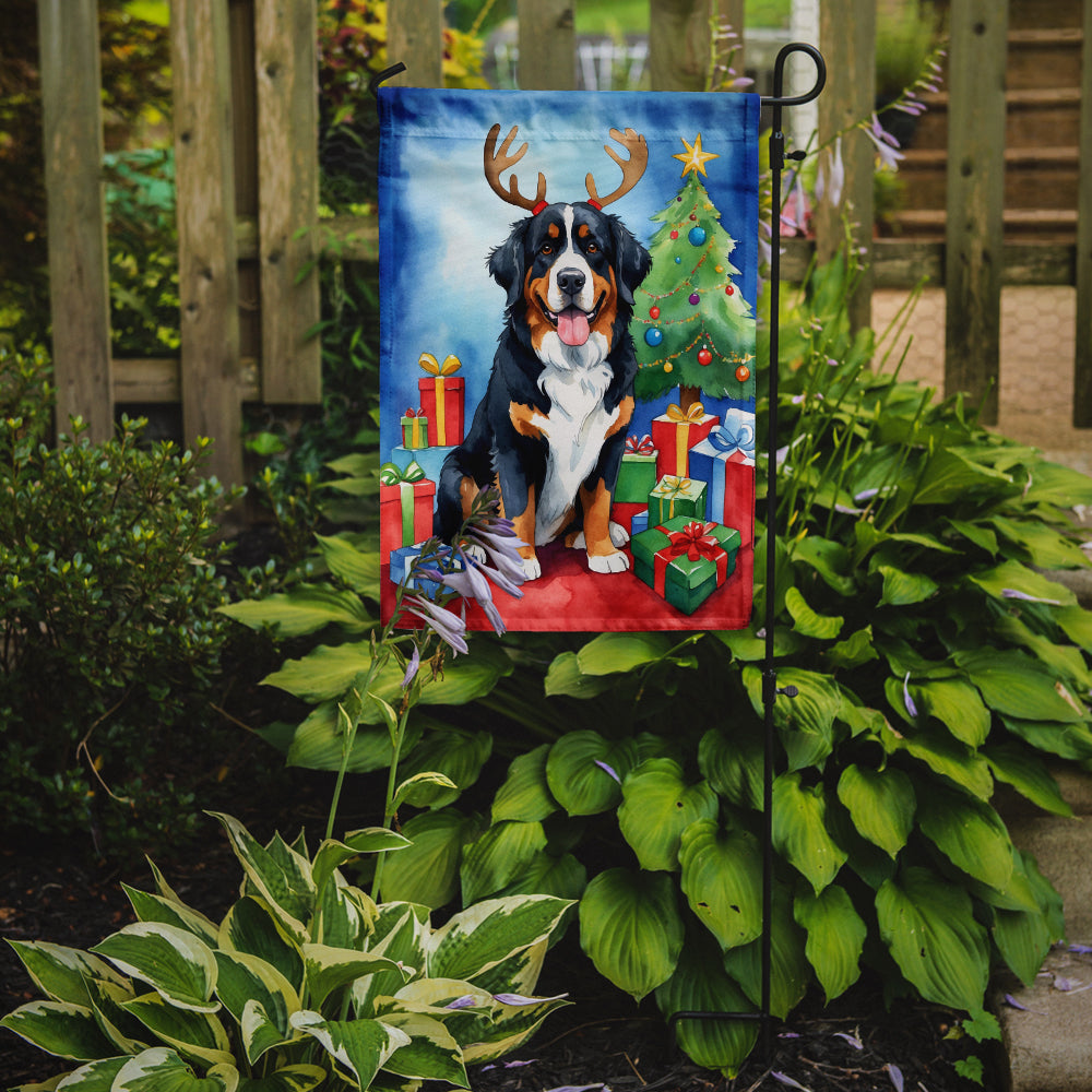 Bernese Mountain Dog Christmas Reindeer Garden Flag