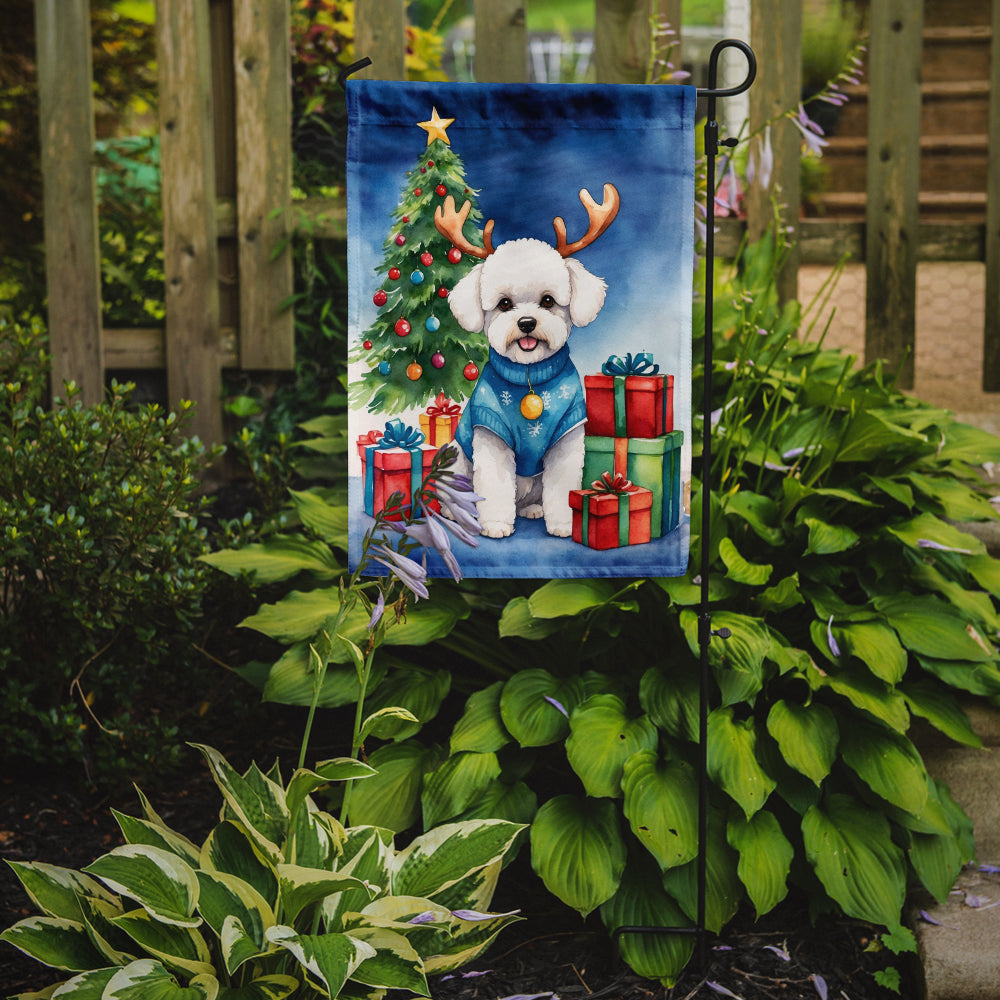 Bichon Frise Christmas Reindeer Garden Flag