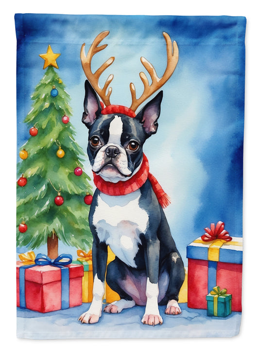 Buy this Boston Terrier Christmas Reindeer Garden Flag