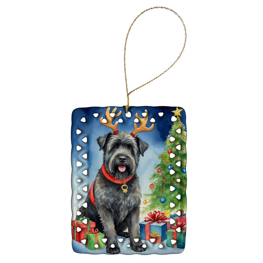 Buy this Bouvier des Flandres Christmas Reindeer Porcelain Ornament