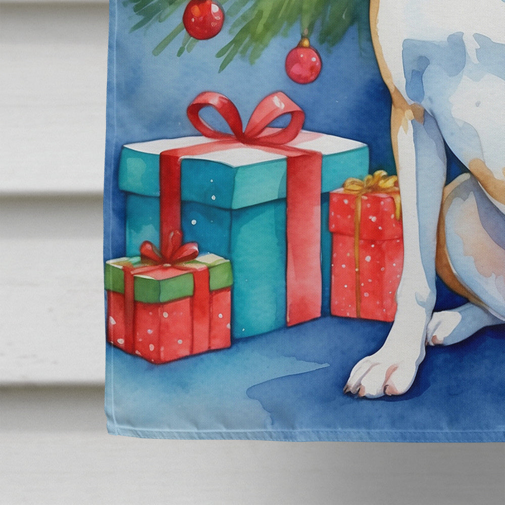 White Boxer Christmas Reindeer House Flag