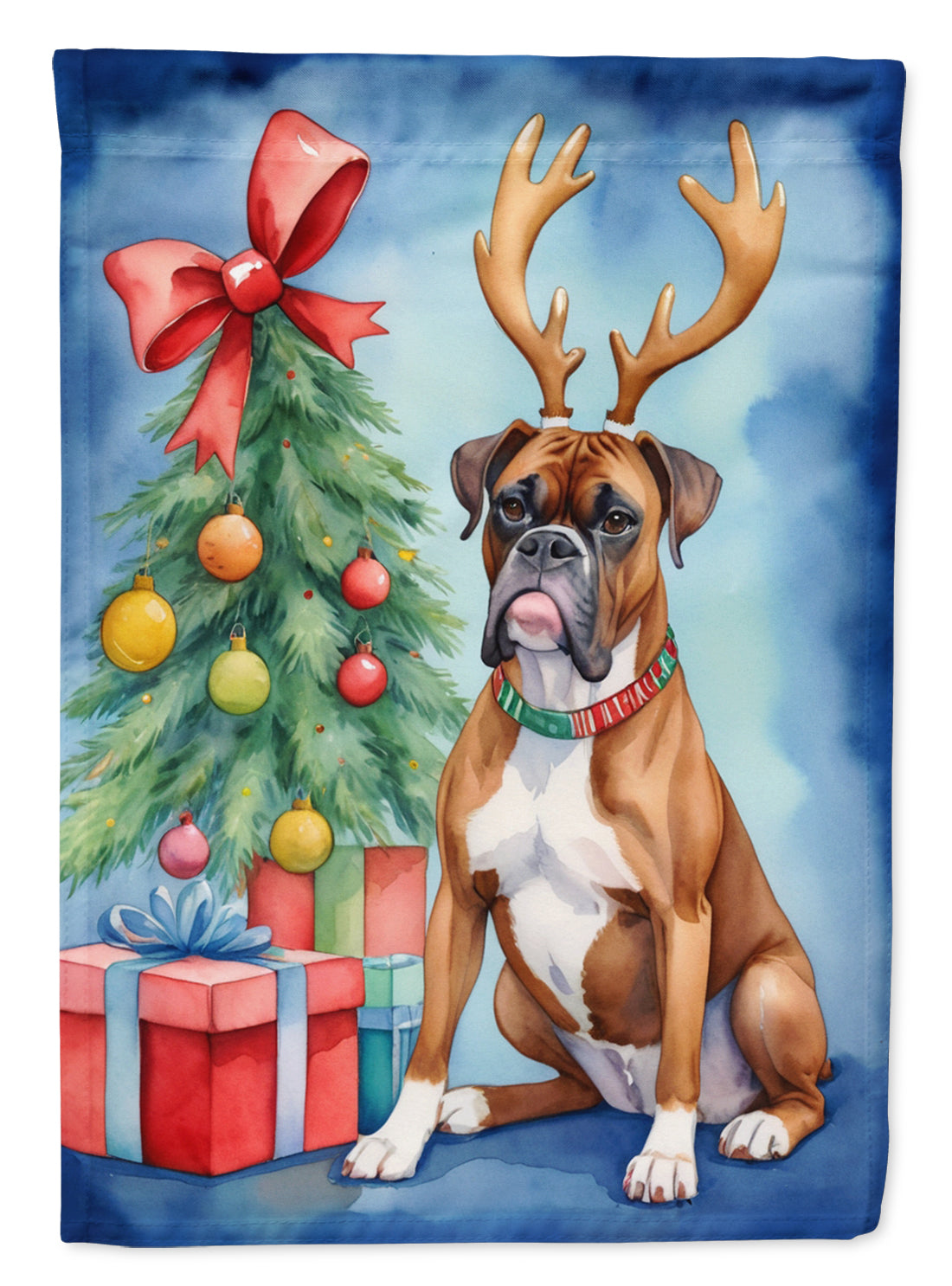 Buy this Boxer Christmas Reindeer House Flag