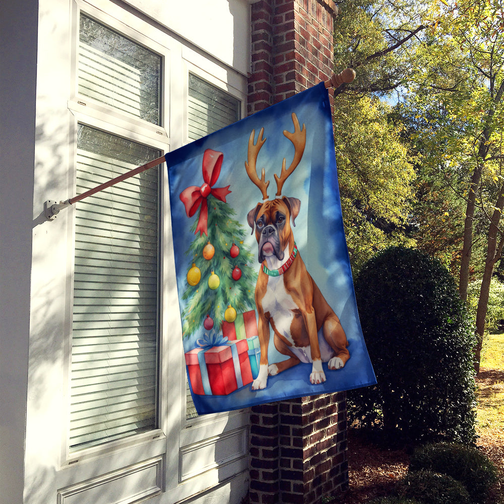 Boxer Christmas Reindeer House Flag