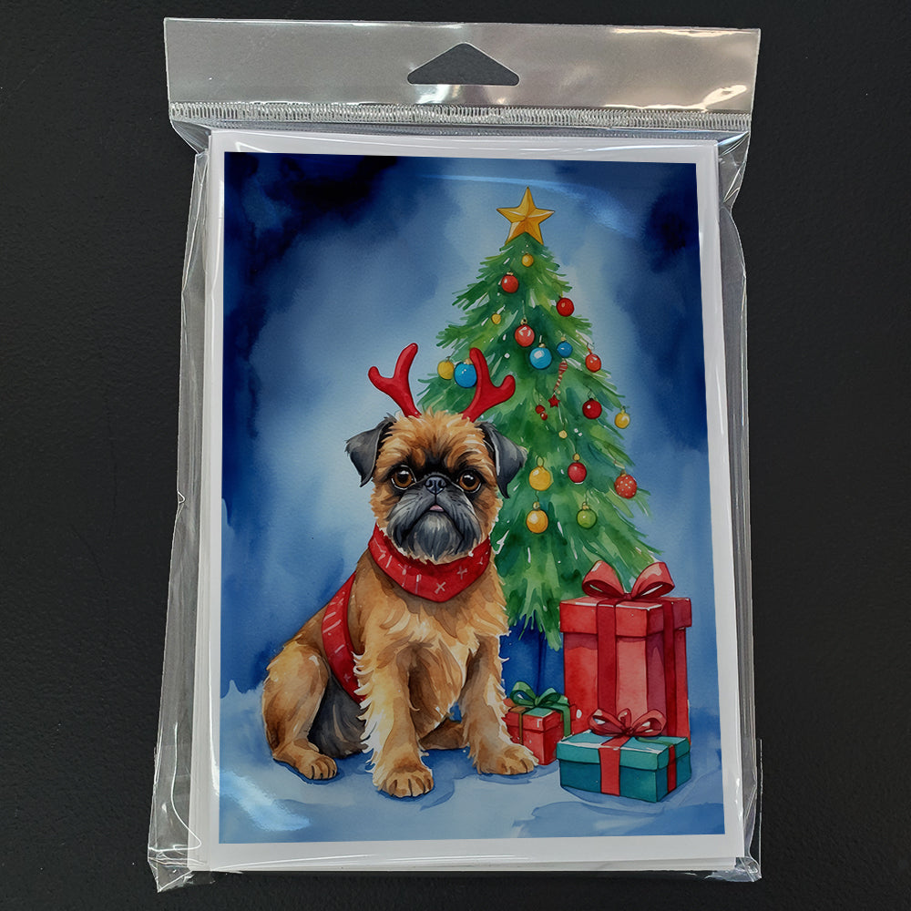 Brussels Griffon Christmas Reindeer Greeting Cards Pack of 8