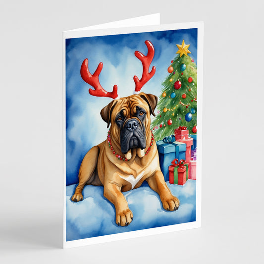 Buy this Bullmastiff Christmas Reindeer Greeting Cards Pack of 8