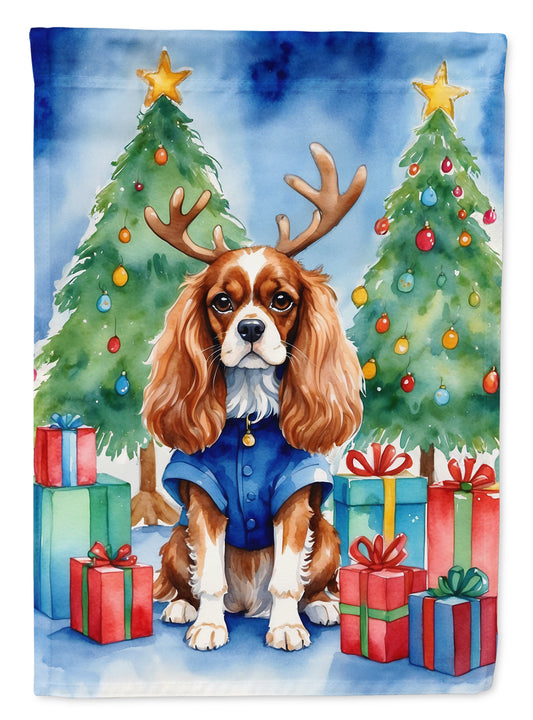 Buy this Cavalier Spaniel Christmas Reindeer Garden Flag