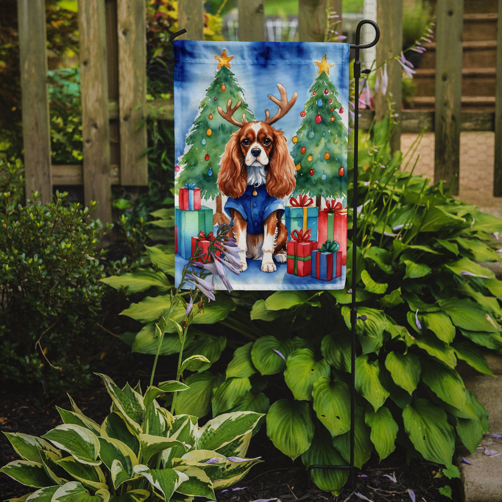 Cavalier Spaniel Christmas Reindeer Garden Flag