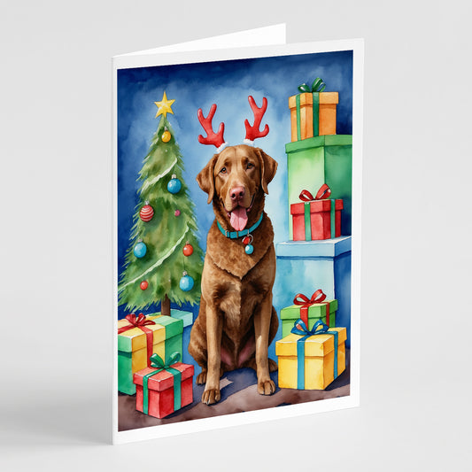 Buy this Chesapeake Bay Retriever Christmas Reindeer Greeting Cards Pack of 8