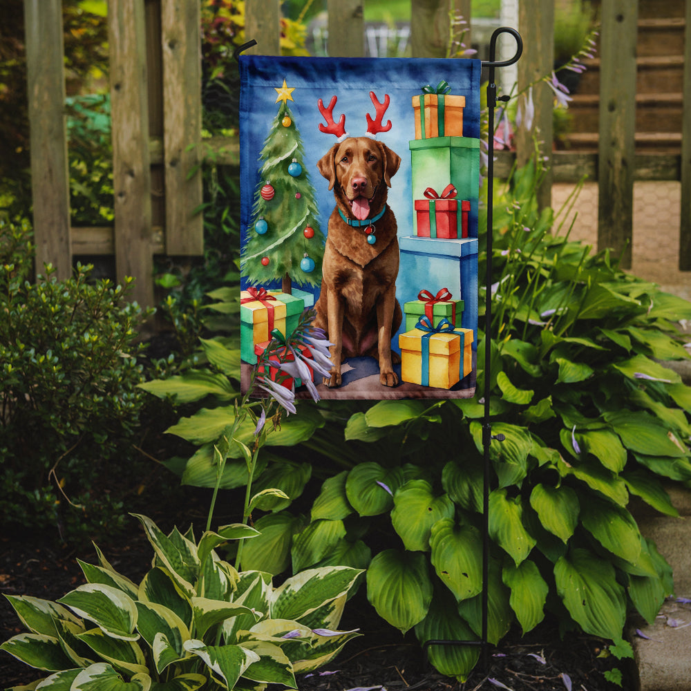 Chesapeake Bay Retriever Christmas Reindeer Garden Flag