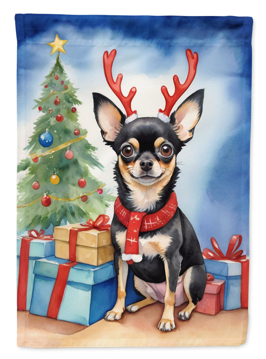 Buy this Black and Tan Chihuahua Christmas Reindeer House Flag