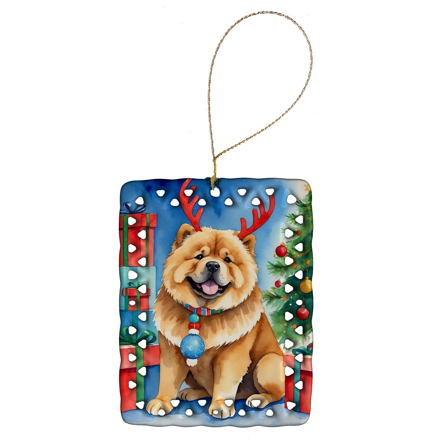 Buy this Chow Chow Christmas Reindeer Porcelain Ornament