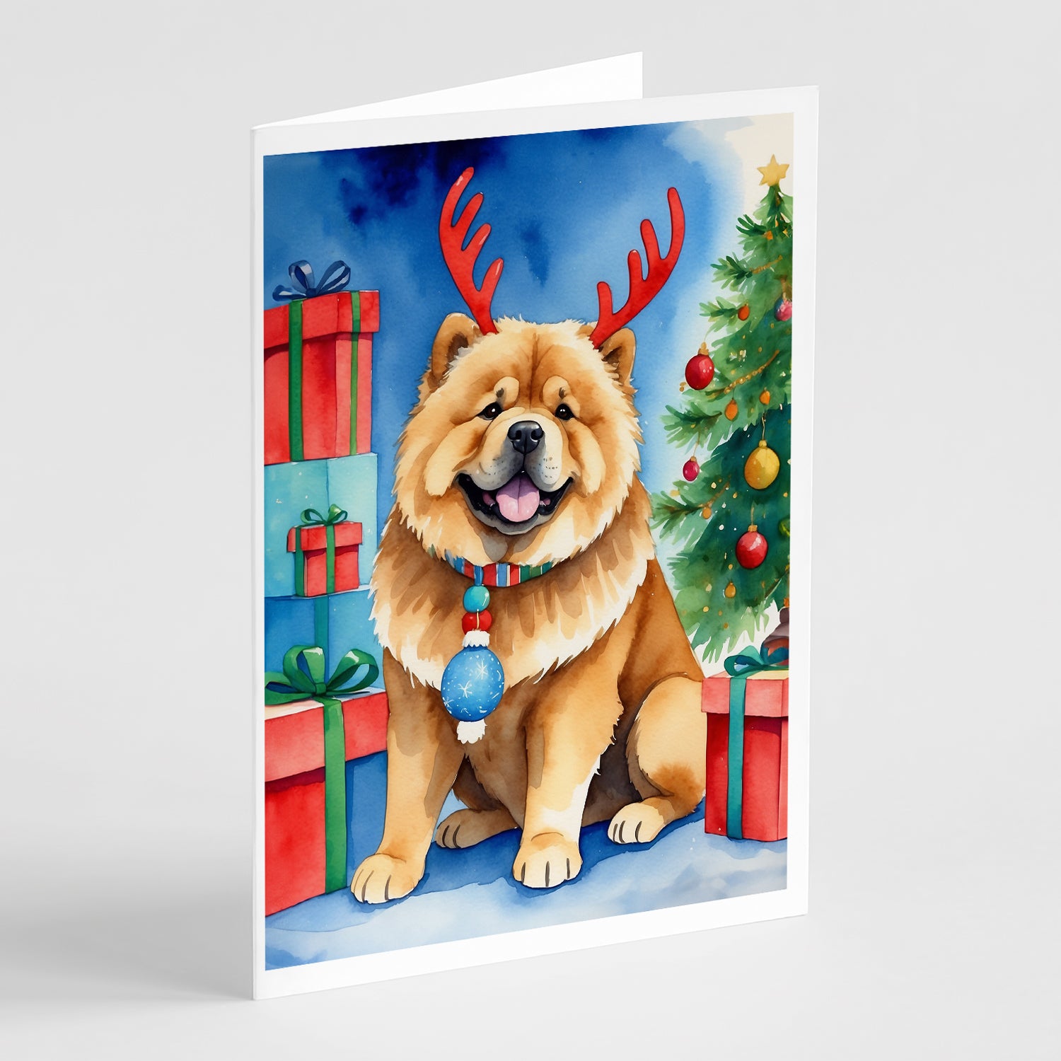 Buy this Chow Chow Christmas Reindeer Greeting Cards Pack of 8