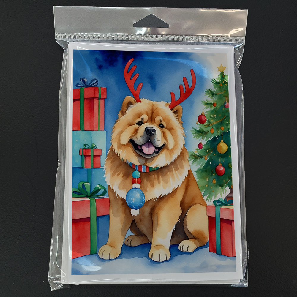 Chow Chow Christmas Reindeer Greeting Cards Pack of 8