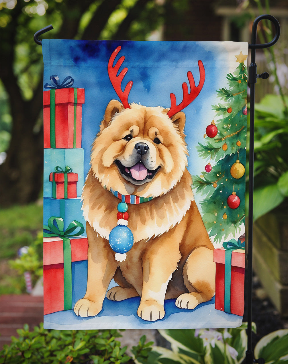 Chow Chow Christmas Reindeer Garden Flag