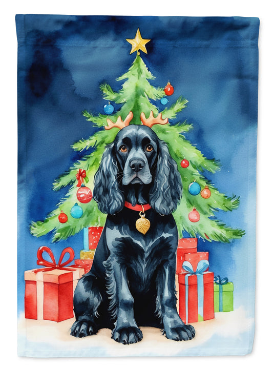 Buy this Black Cocker Spaniel Christmas Reindeer House Flag