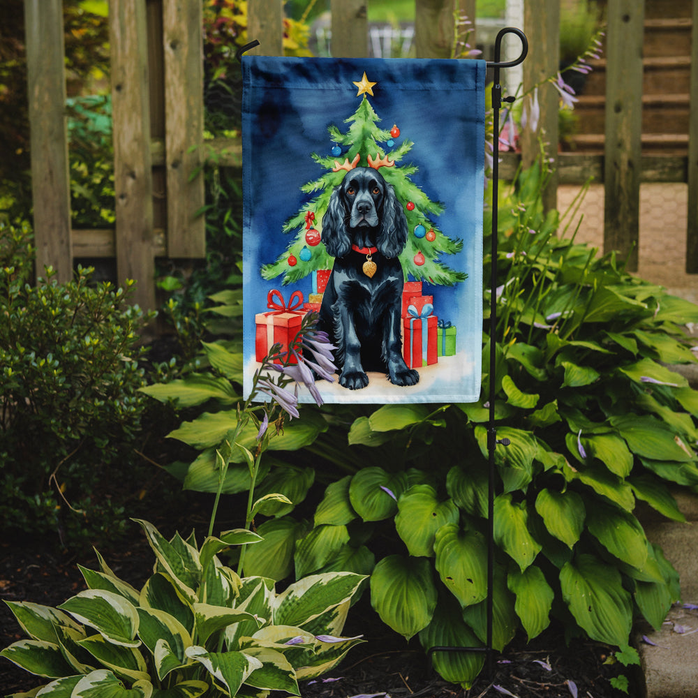 Black Cocker Spaniel Christmas Reindeer Garden Flag