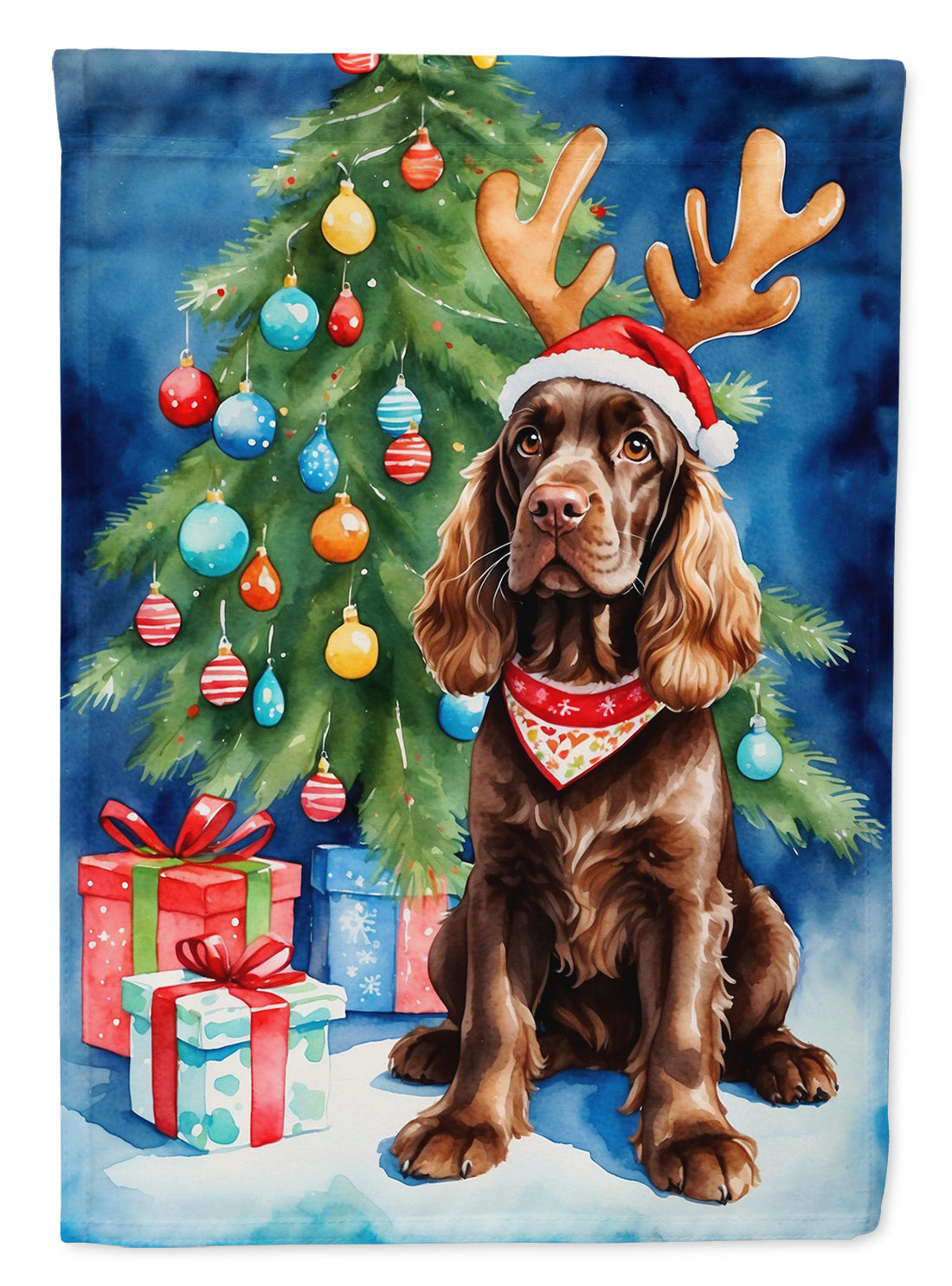 Buy this Chocolate Cocker Spaniel Christmas Reindeer Garden Flag