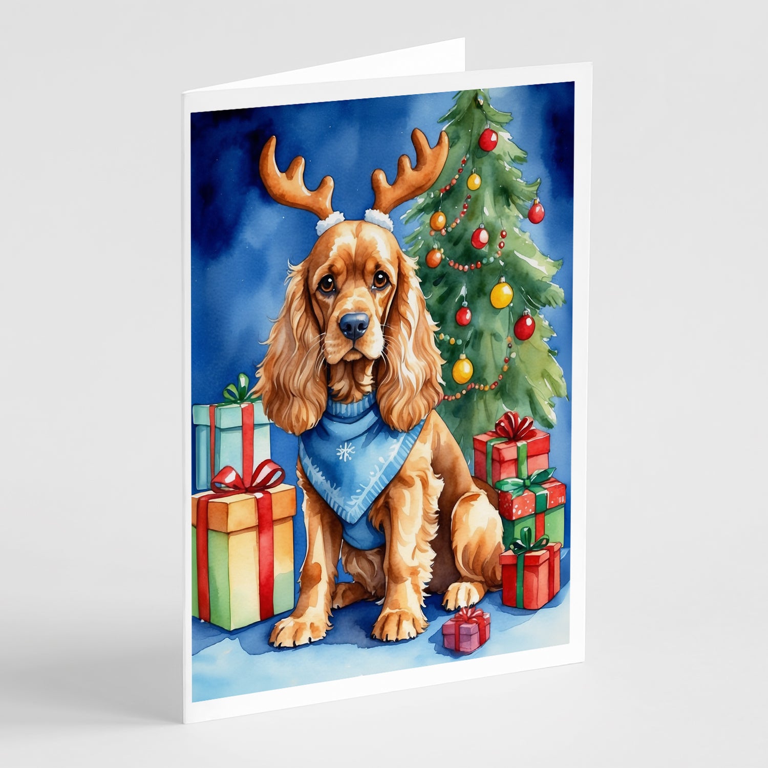 Buy this Cocker Spaniel Christmas Reindeer Greeting Cards Pack of 8