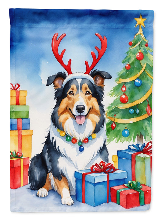 Buy this Collie Christmas Reindeer House Flag