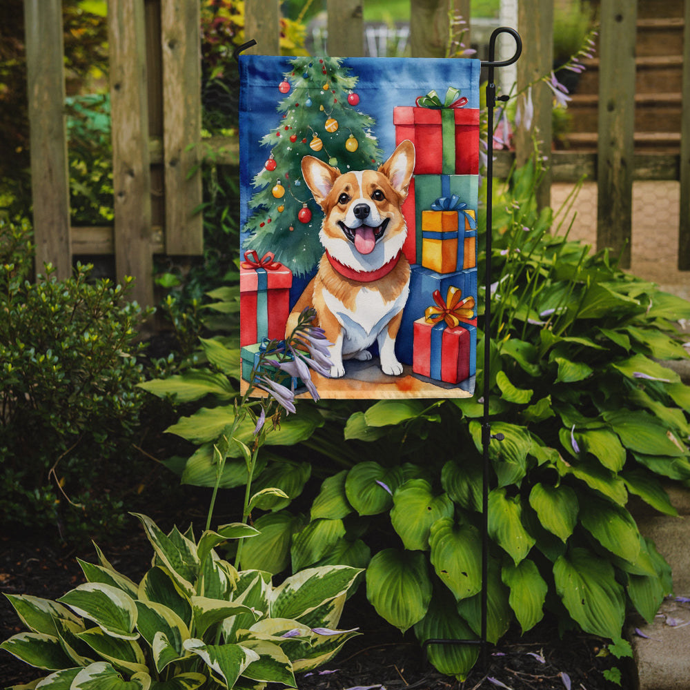 Corgi Christmas Reindeer Garden Flag