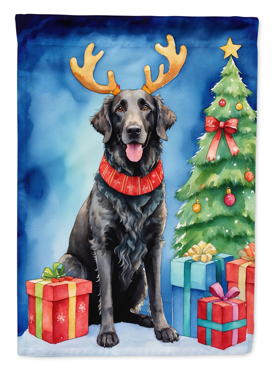 Buy this Curly-Coated Retriever Christmas Reindeer Garden Flag