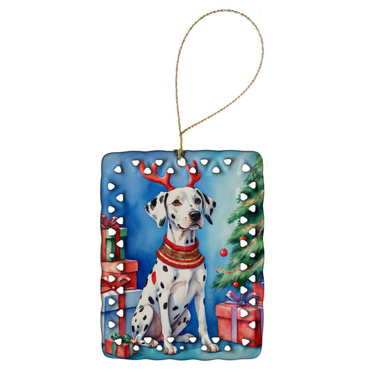 Buy this Dalmatian Christmas Reindeer Porcelain Ornament