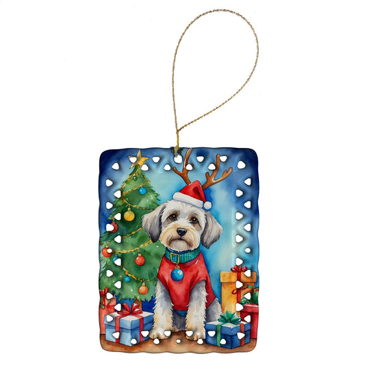 Buy this Dandie Dinmont Terrier Christmas Reindeer Porcelain Ornament