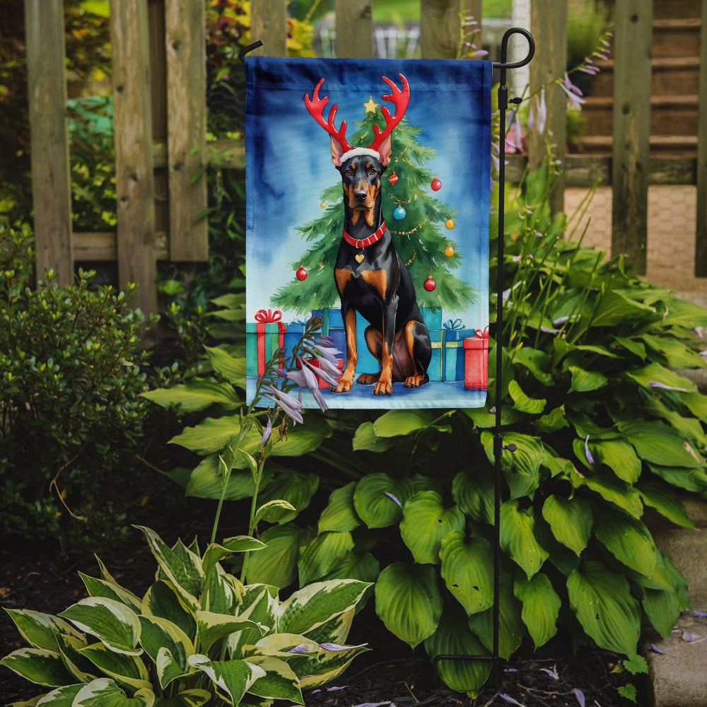 Doberman Pinscher Christmas Reindeer Garden Flag