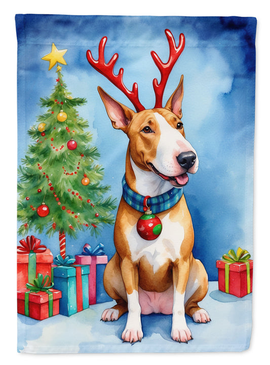 Buy this Bull Terrier Christmas Reindeer House Flag