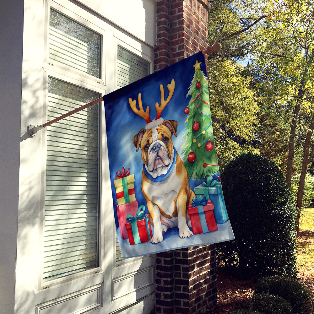 English Bulldog Christmas Reindeer House Flag