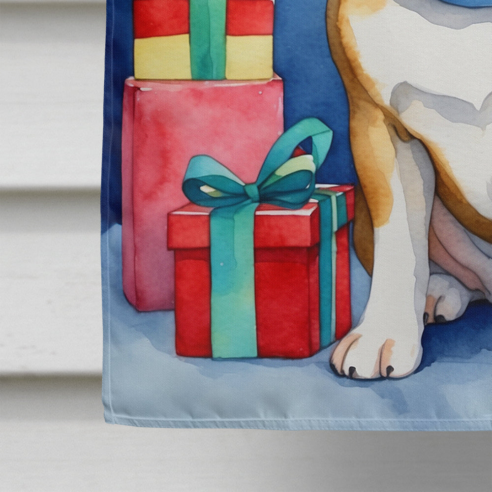 English Bulldog Christmas Reindeer House Flag