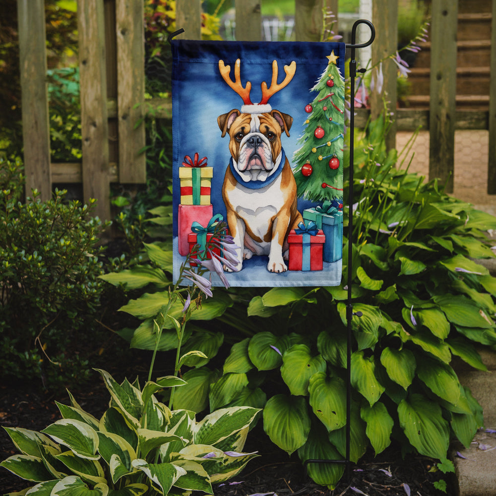 English Bulldog Christmas Reindeer Garden Flag