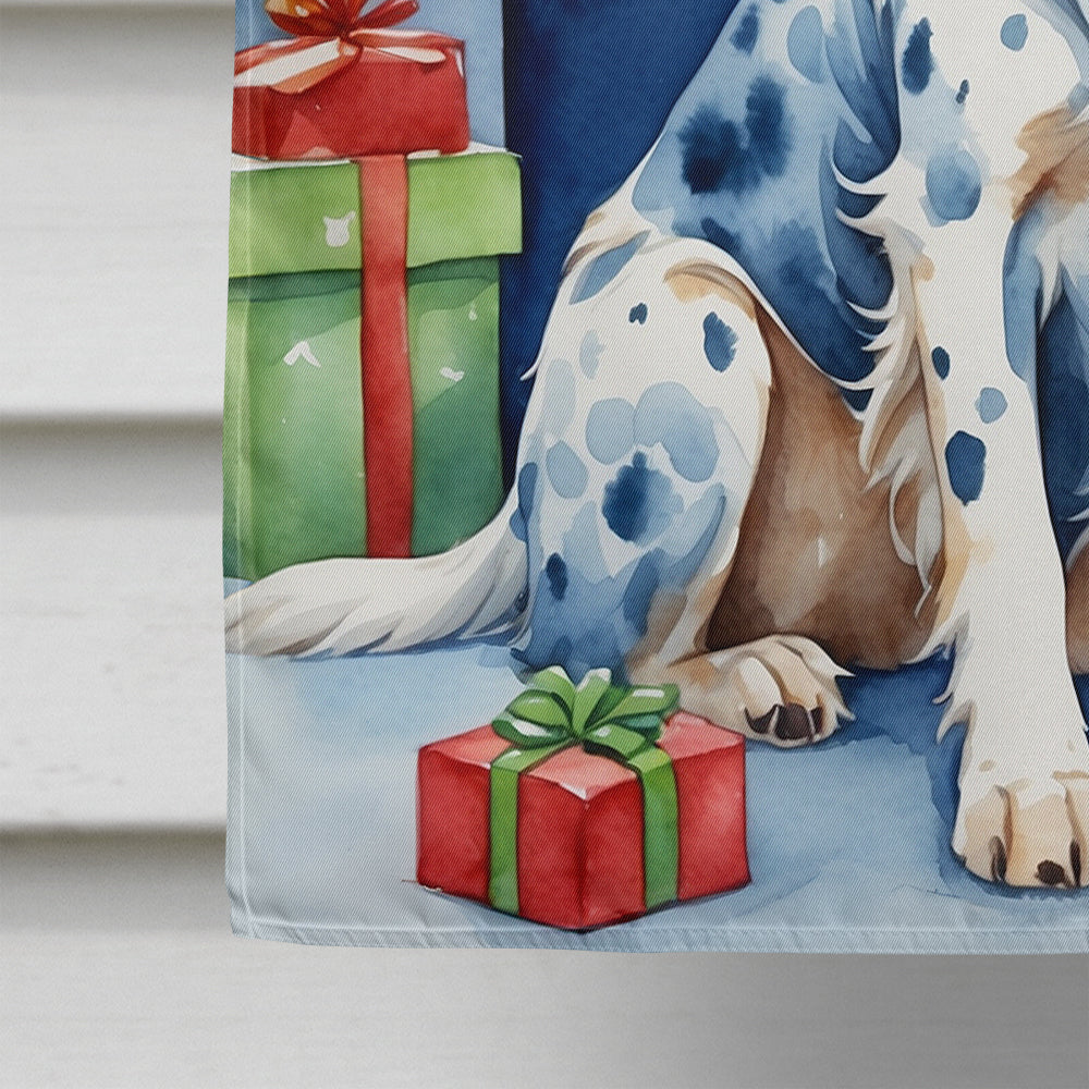 English Setter Christmas Reindeer House Flag