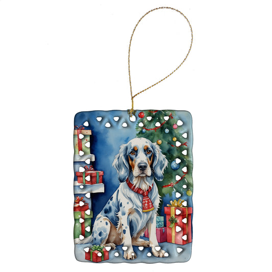 Buy this English Setter Christmas Reindeer Porcelain Ornament